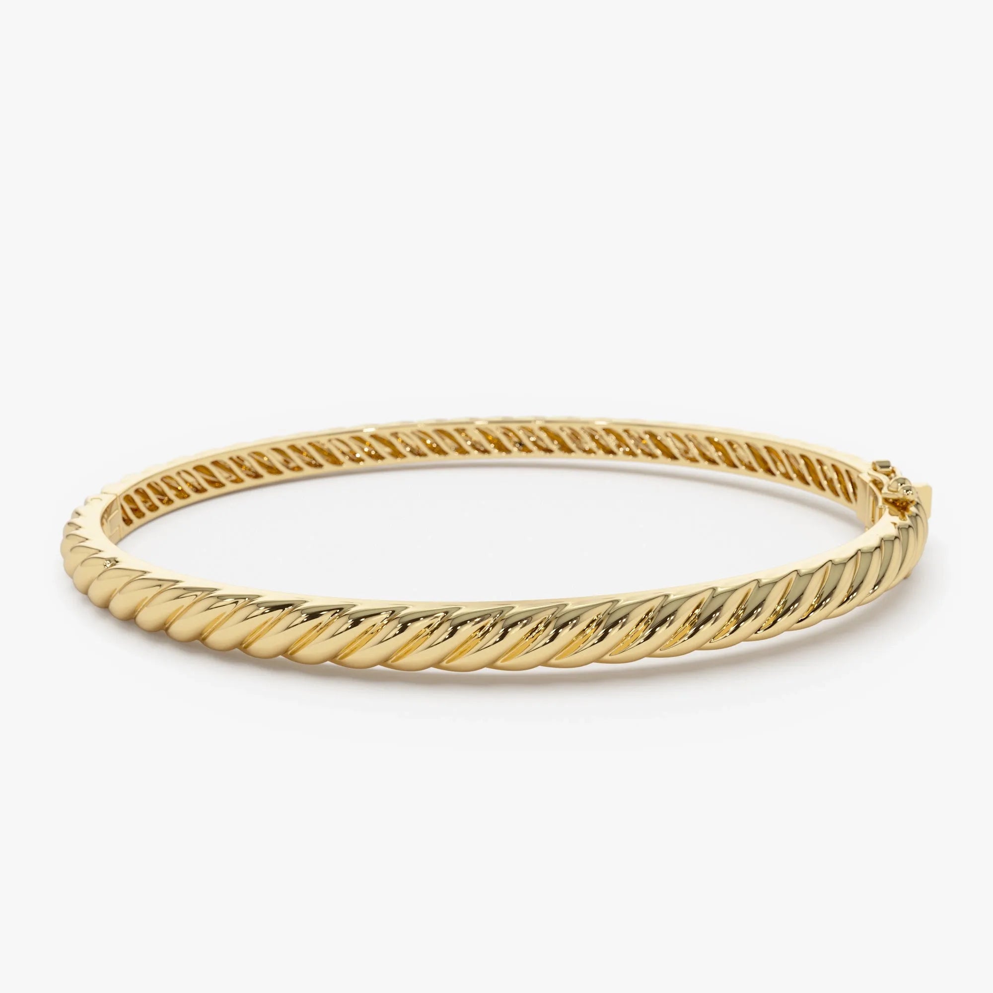14K Solid Gold Twist Rope Cable Bangle