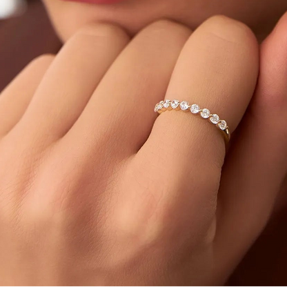 14K Solid Gold Round Diamond 0.30 Carat Single Shared Prong Wedding Ring