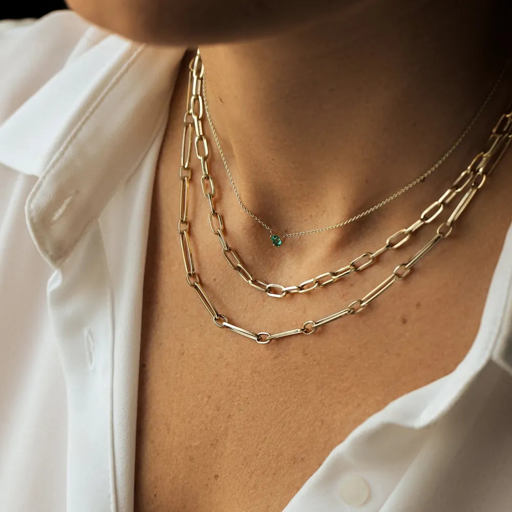 14k Solid Gold Oval Link Chain Necklace