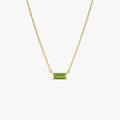 14k Solid Gold Peridot Baguette Birthstone Necklace 0.40 Carat