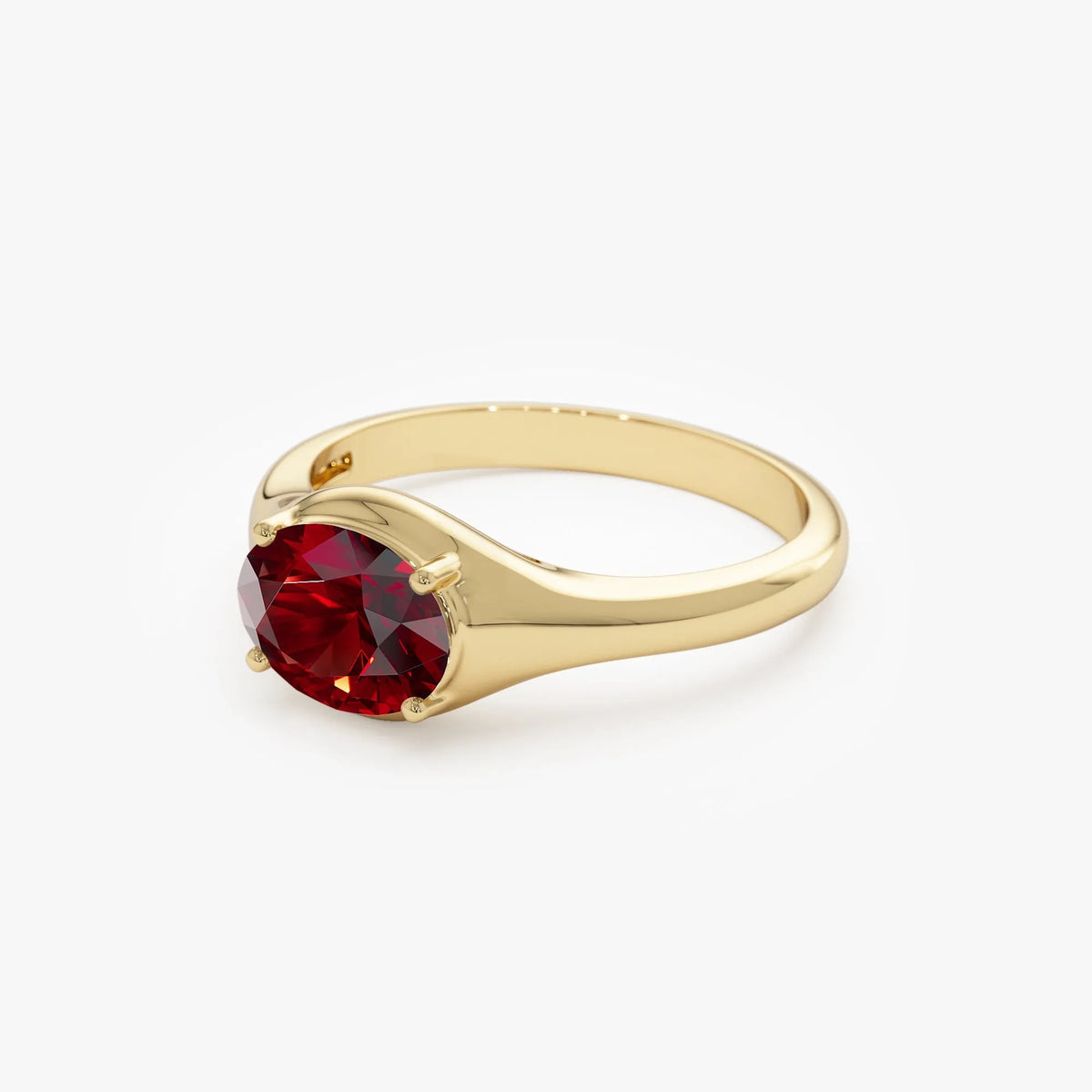 14K Solid Gold Oval Cut Garnet 1.00 Carat Prong Setting Ring