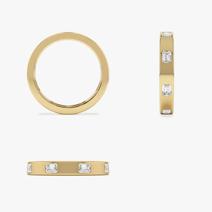 14k Solid Gold Emerald Cut Diamond Full Eternity Flush Setting Band 0.85 Carat