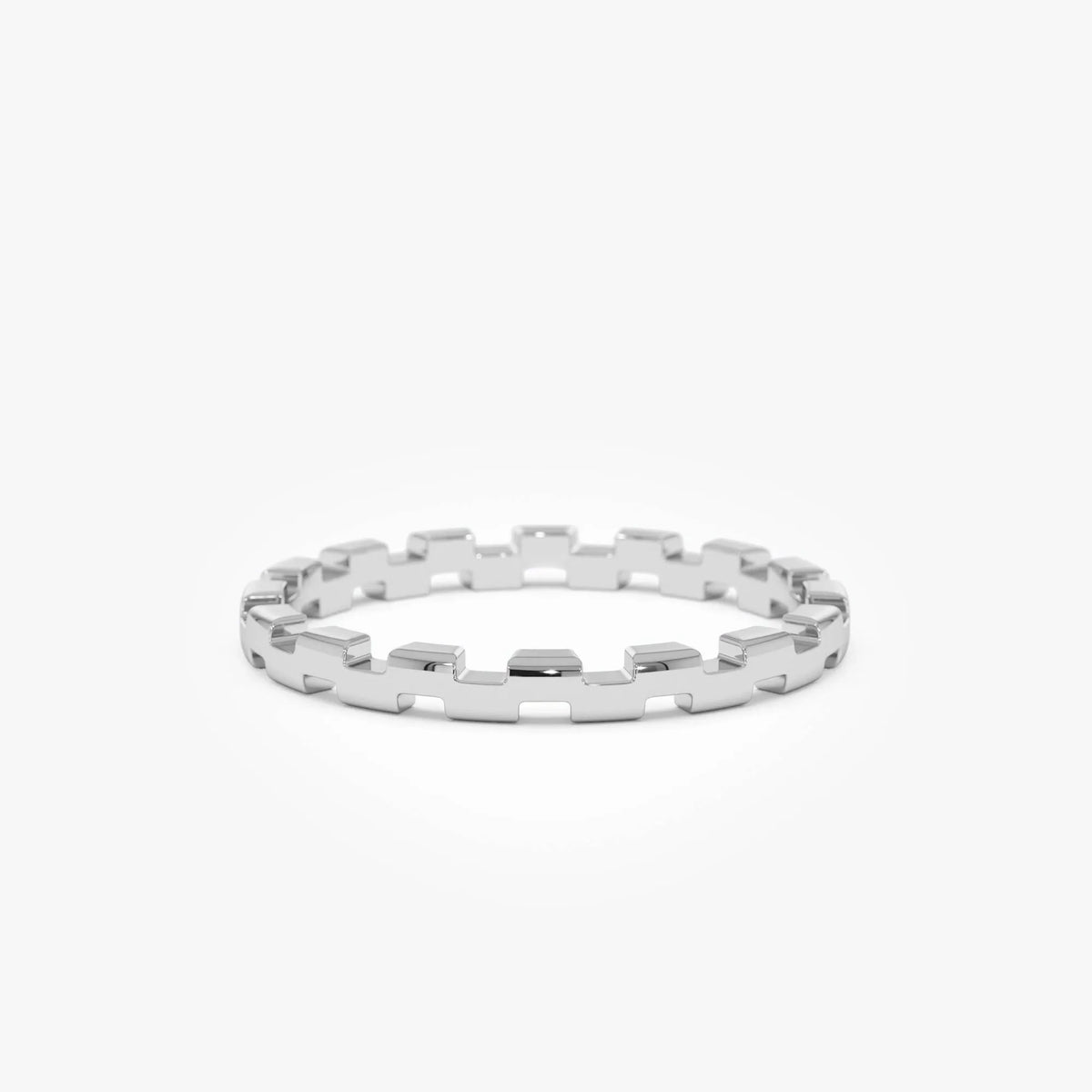 14k Gold Stackable Link Ring 2mm Wide Minimalist Band