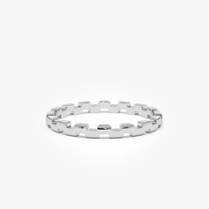 14k Gold Stackable Link Ring 2mm Wide Minimalist Band