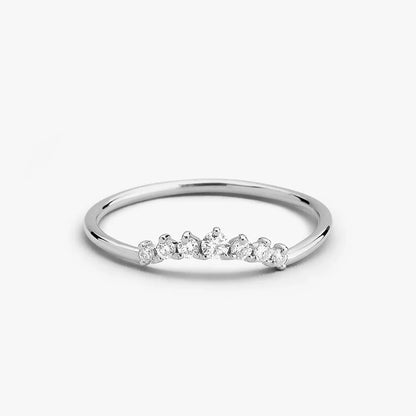 14K Gold Round Diamond 0.15 CTW Curved Stackable Prong Setting Ring