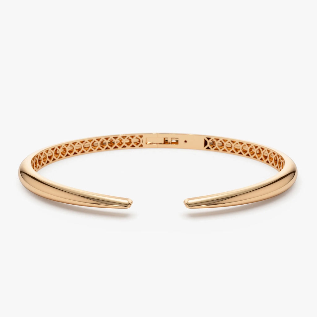 14K Solid Gold Wide Claw Cuff Bangle Bracelet