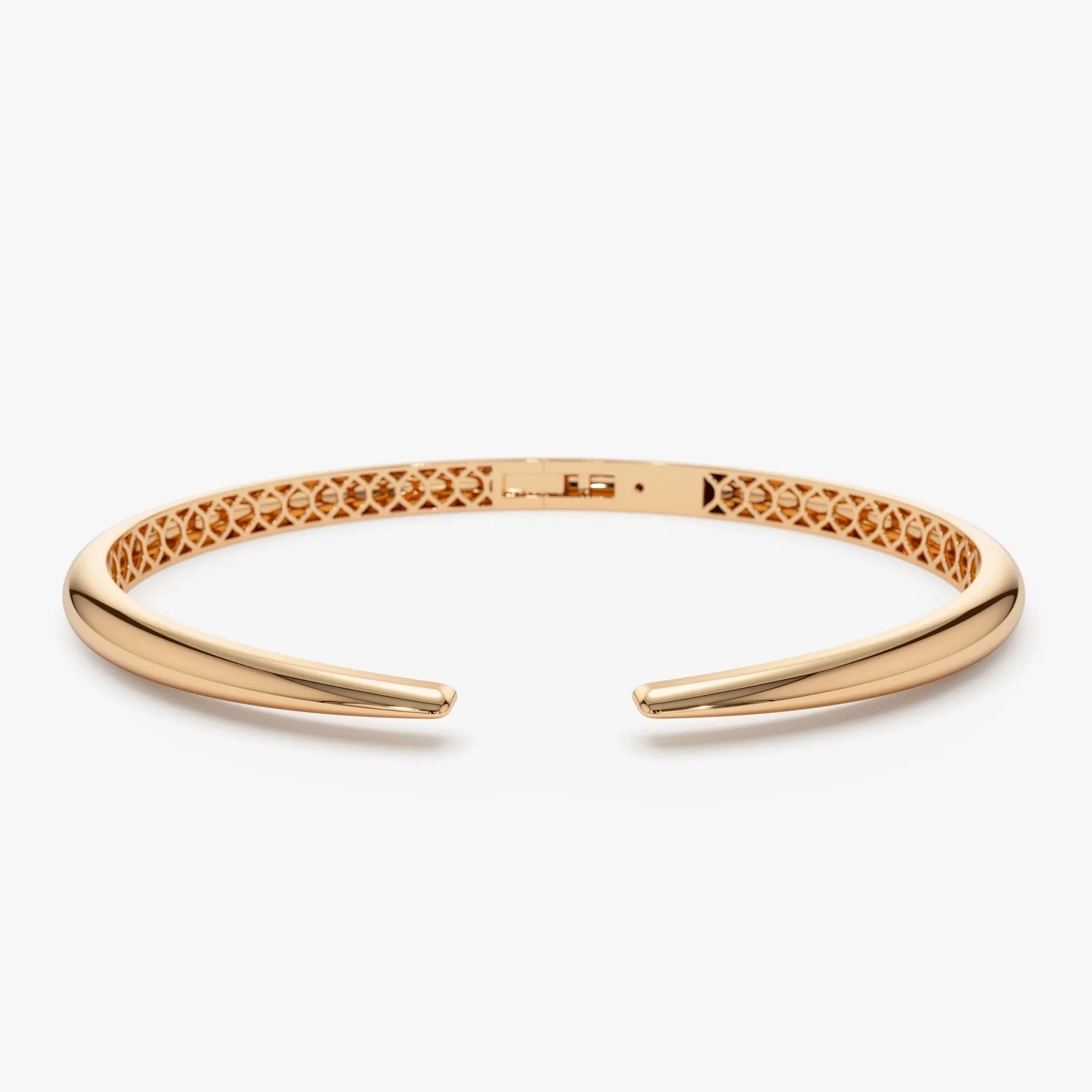 14K Solid Gold Wide Claw Cuff Bangle Bracelet