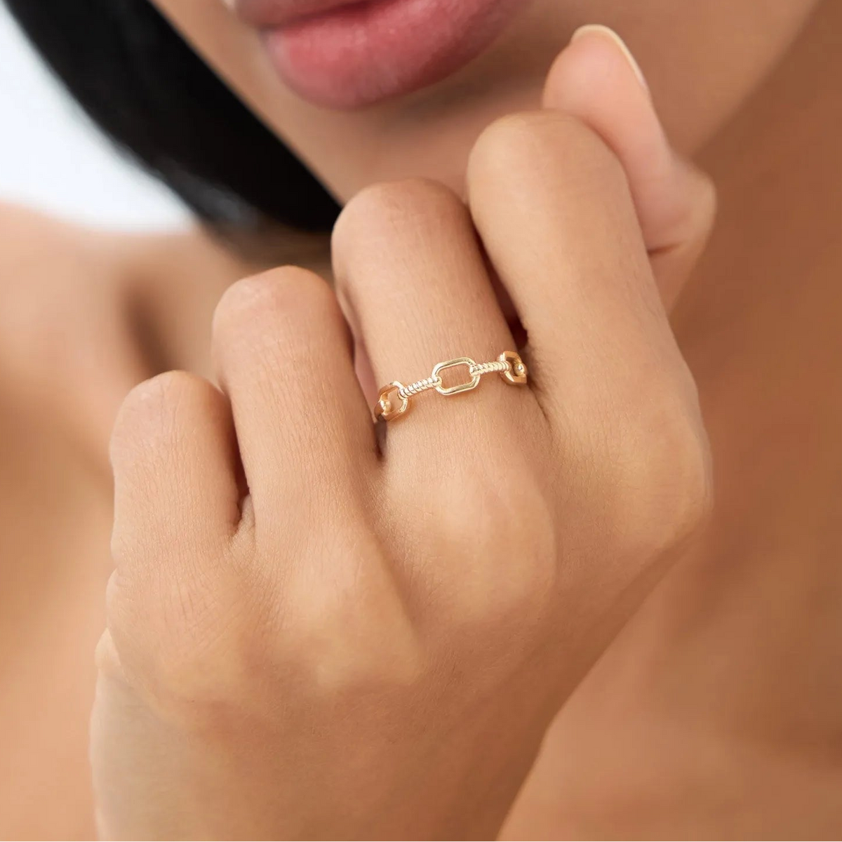 14k Solid Gold Twisted Rope Textured Band Ring