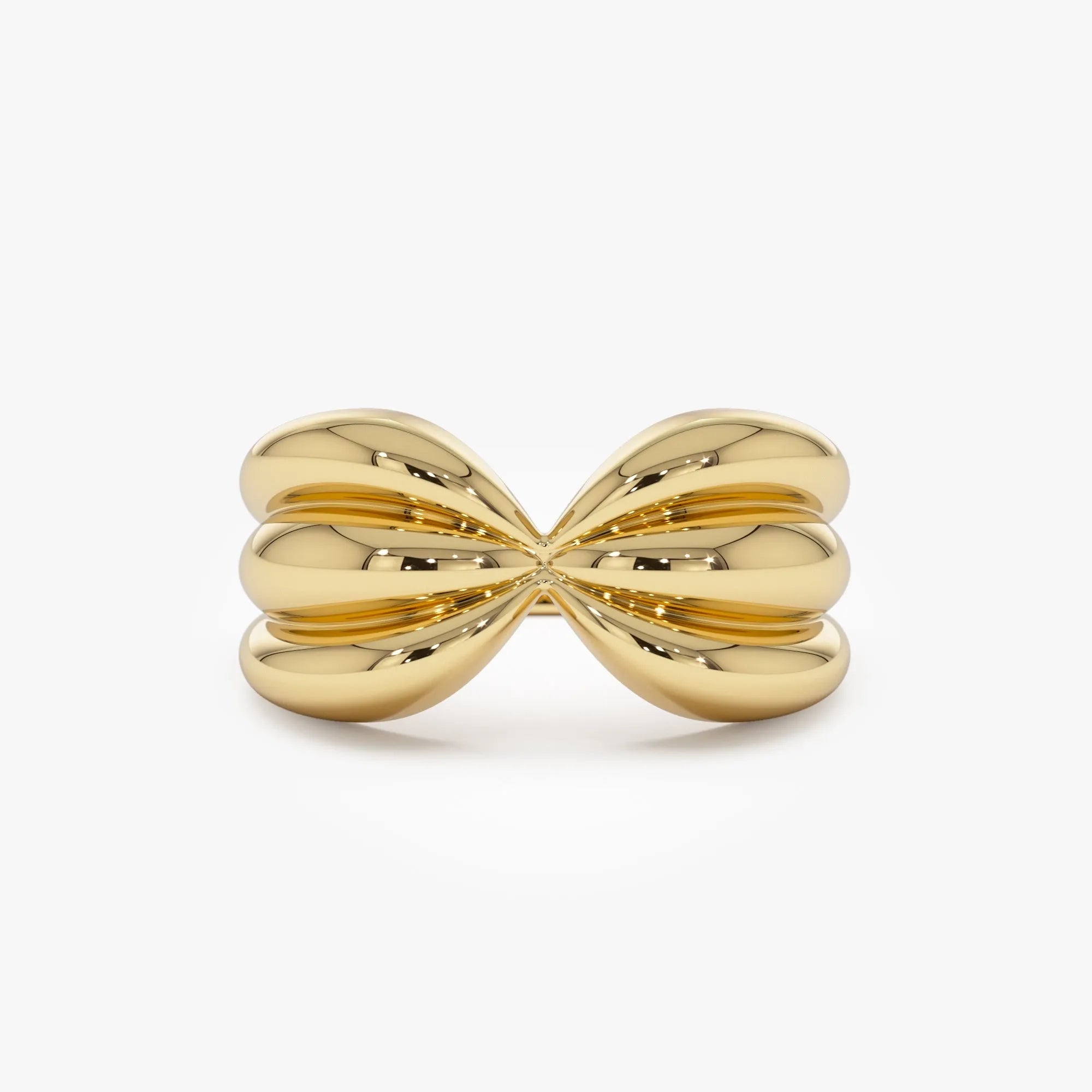 14k Solid Gold Bold Sculpted Dome Ring