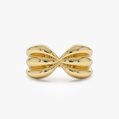 14k Solid Gold Bold Sculpted Dome Ring
