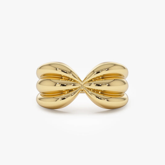 14k Solid Gold Bold Sculpted Dome Ring