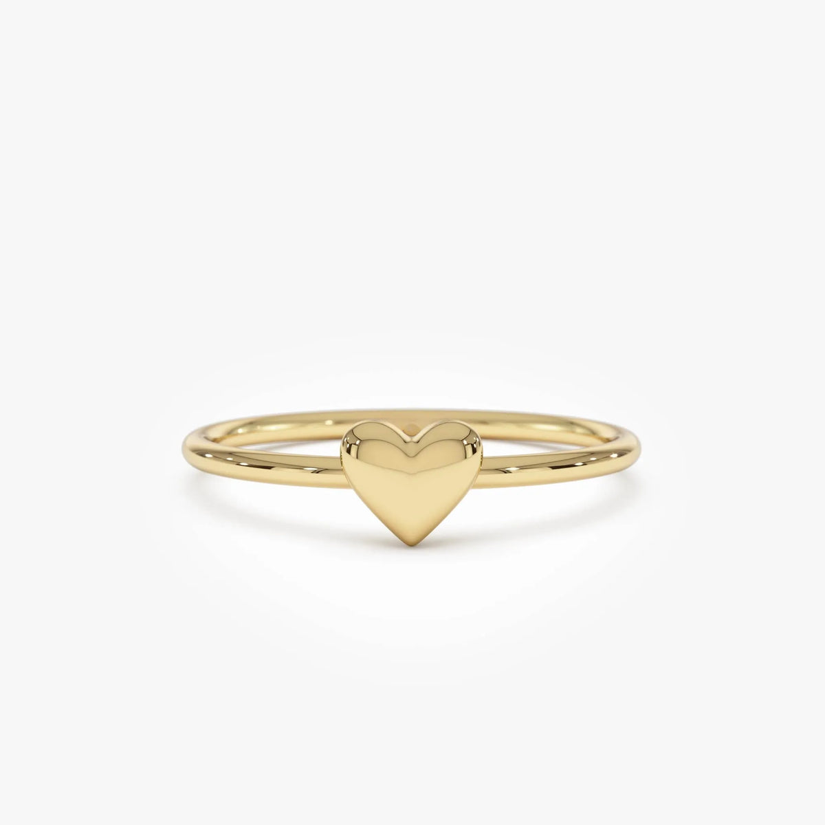 14k Gold Bubble Heart Ring Wide Minimalist Band