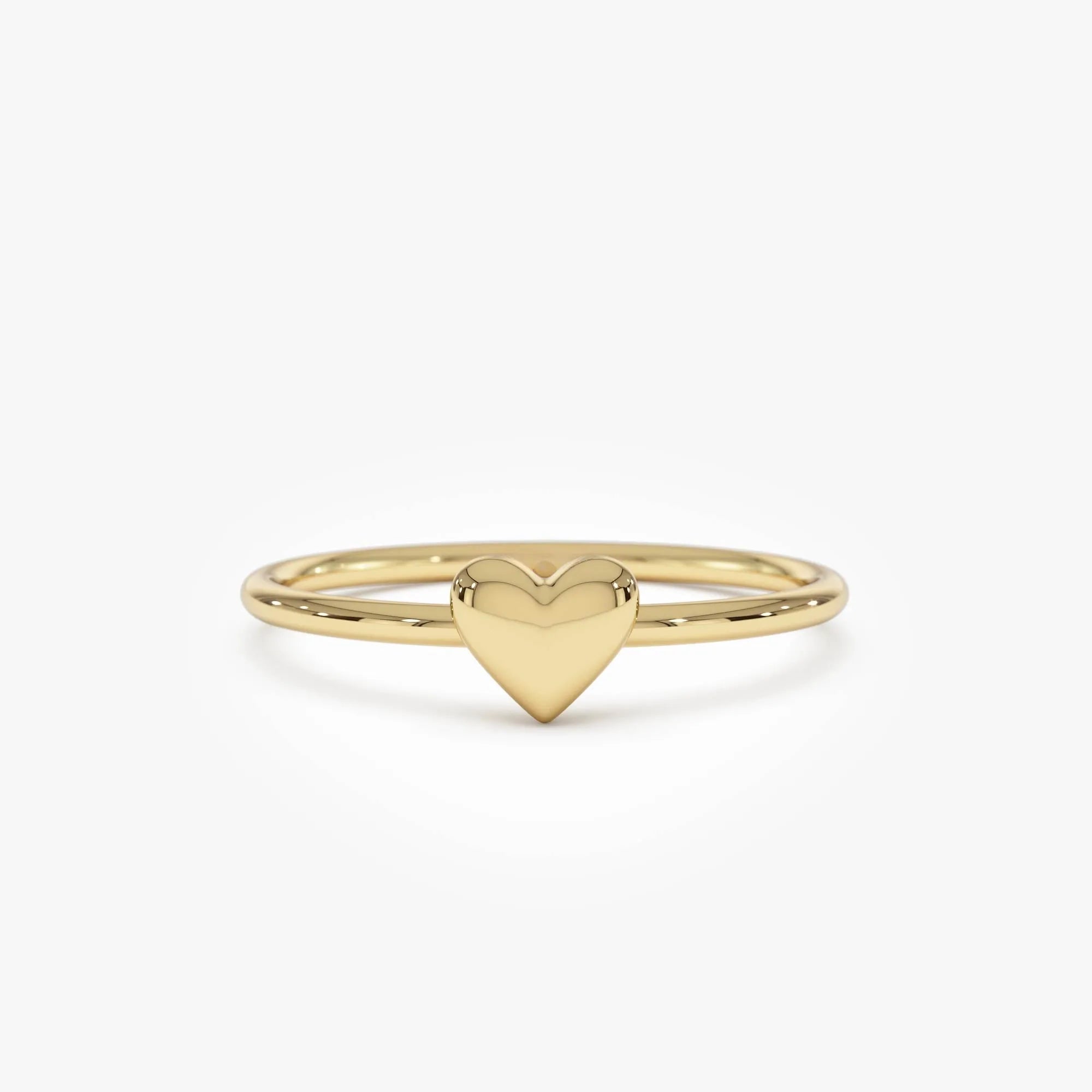 14k Gold Bubble Heart Ring Wide Minimalist Band