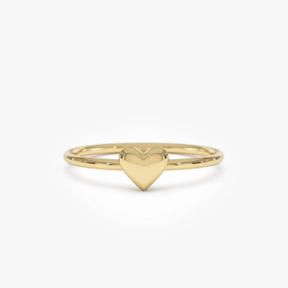 14k Gold Bubble Heart Ring Wide Minimalist Band