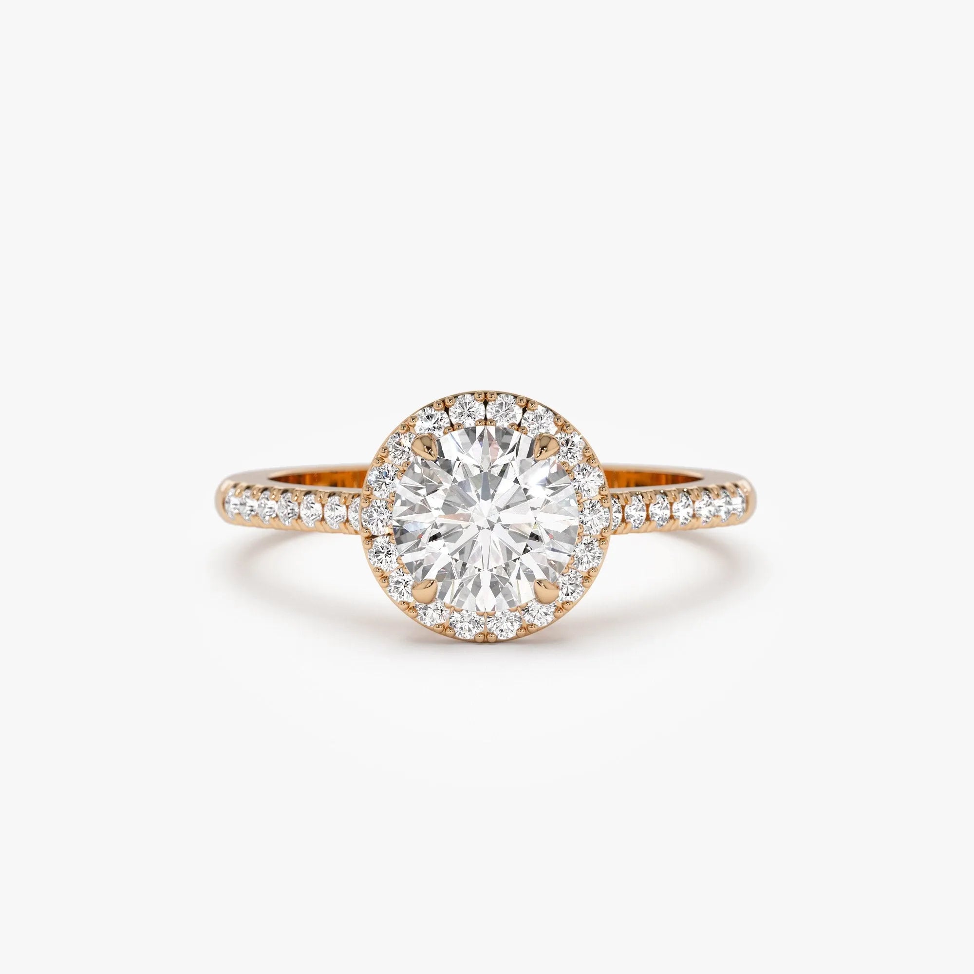 14K Gold 1.25 ctw Lab Grown Diamond Round Brilliant Aria Halo Engagement Ring