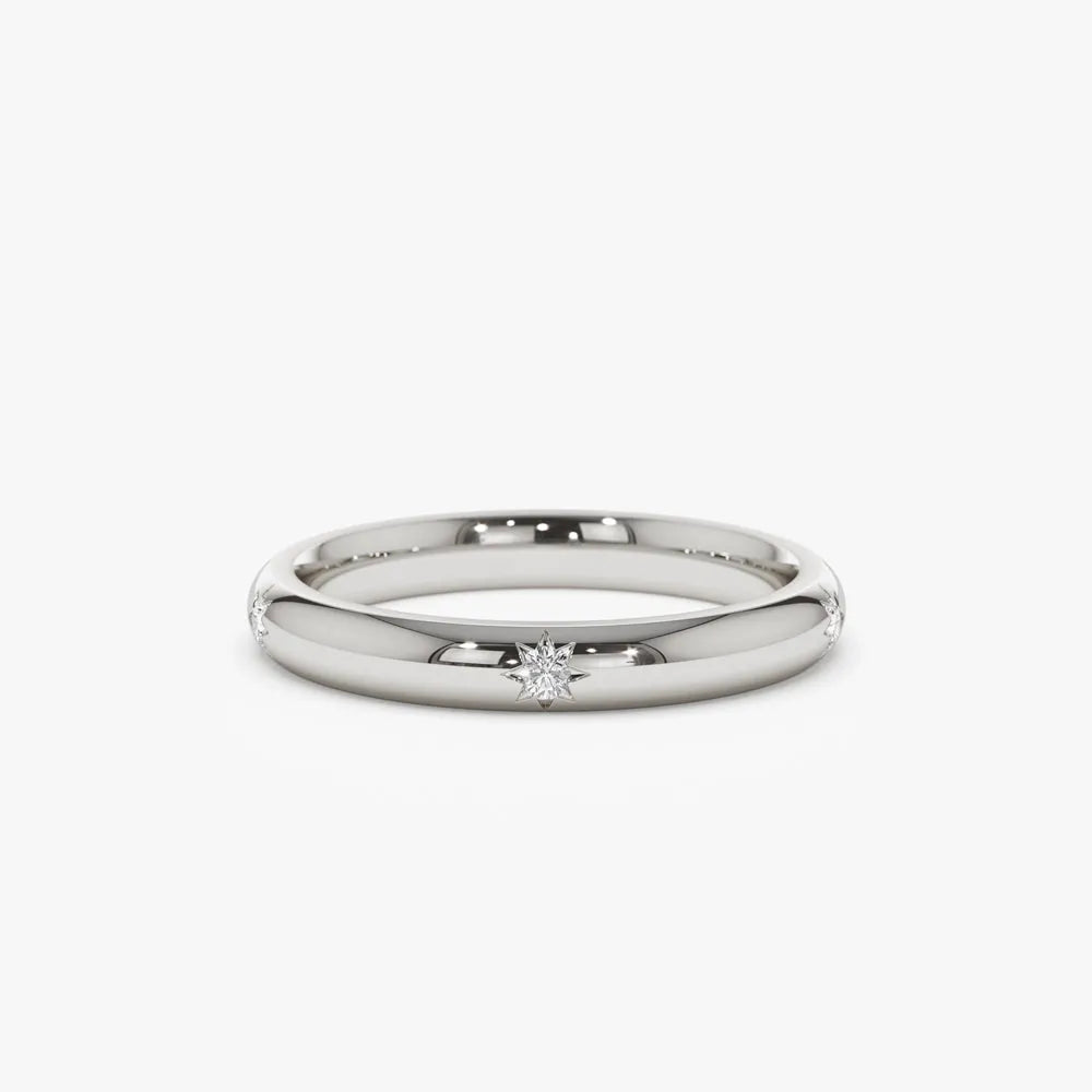 14k Gold Round Diamond Star Setting Full Eternity Ring 0.08 ctw