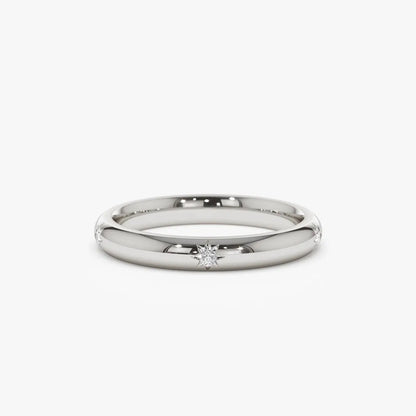 14k Gold Round Diamond Star Setting Full Eternity Ring 0.08 ctw