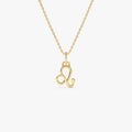 14k Solid Gold Leo Zodiac Charm Pendant Necklace