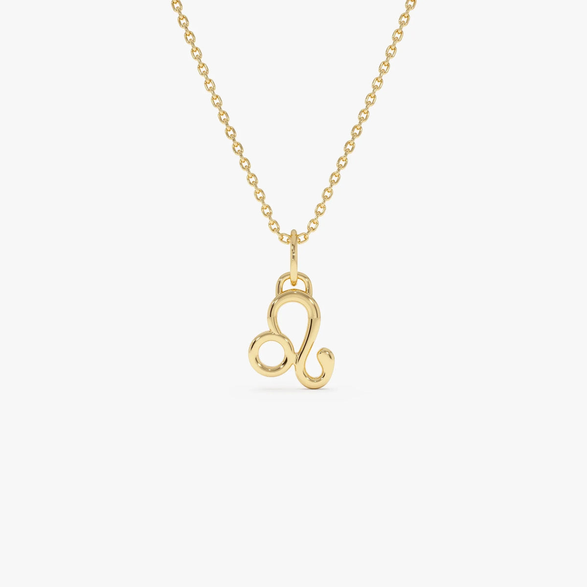 14k Solid Gold Leo Zodiac Charm Pendant Necklace