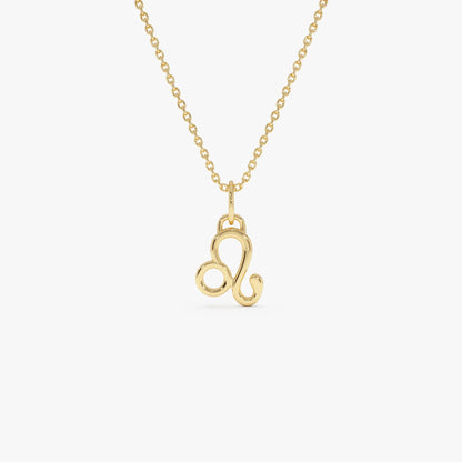 14k Solid Gold Leo Zodiac Charm Pendant Necklace