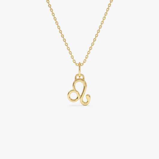 14k Solid Gold Leo Zodiac Charm Pendant Necklace