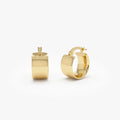 14k Yellow Gold Wide Hoop Earrings 8mm Width 15mm Outer Diameter
