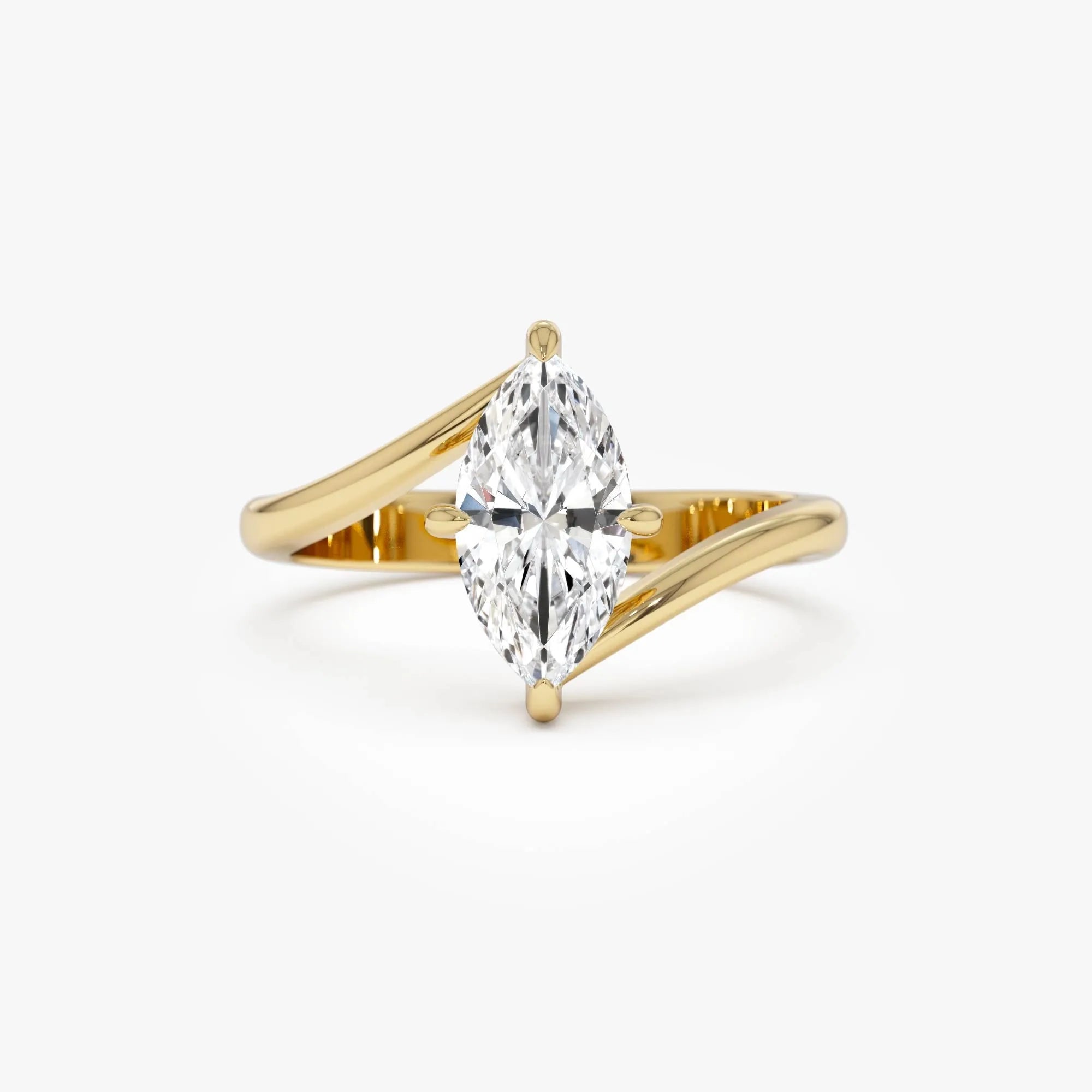 14k Gold 1.50 Ctw Lab Grown Diamond Marquise Bypass Setting Engagement Ring Leda
