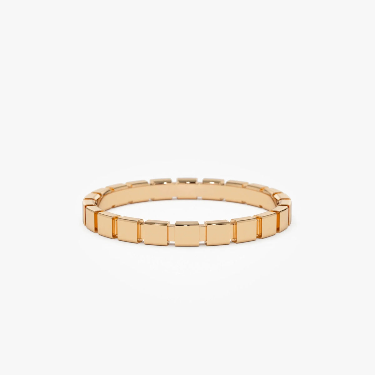 14k Solid Gold Geometric Square Stackable Band Ring