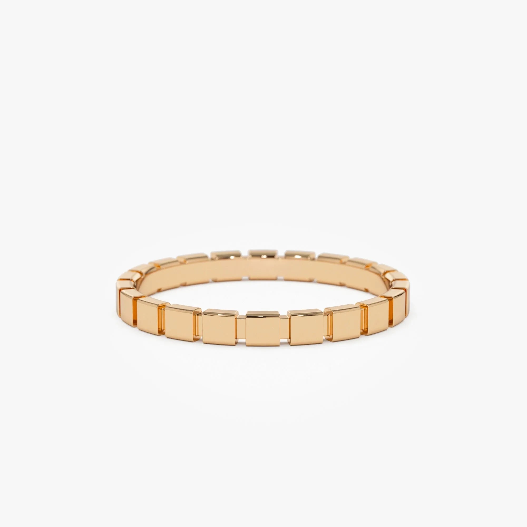 14k Solid Gold Geometric Square Stackable Band Ring