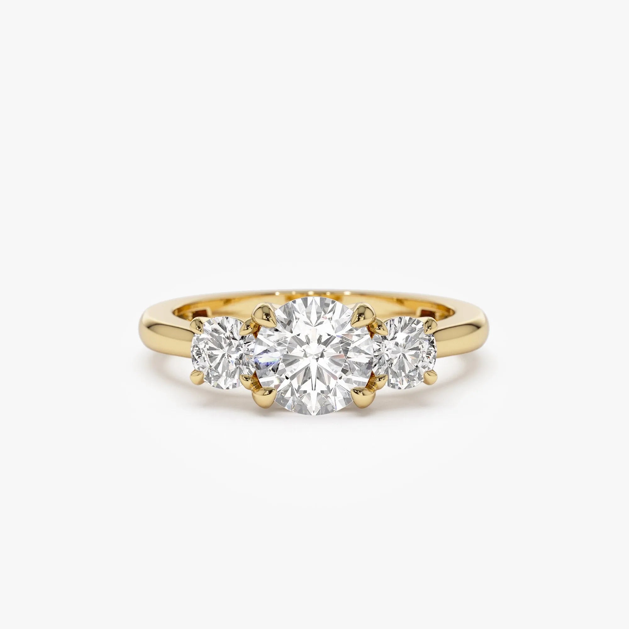 14k Gold 1.50 ctw Round Lab Grown Diamond Three Stone Engagement Ring