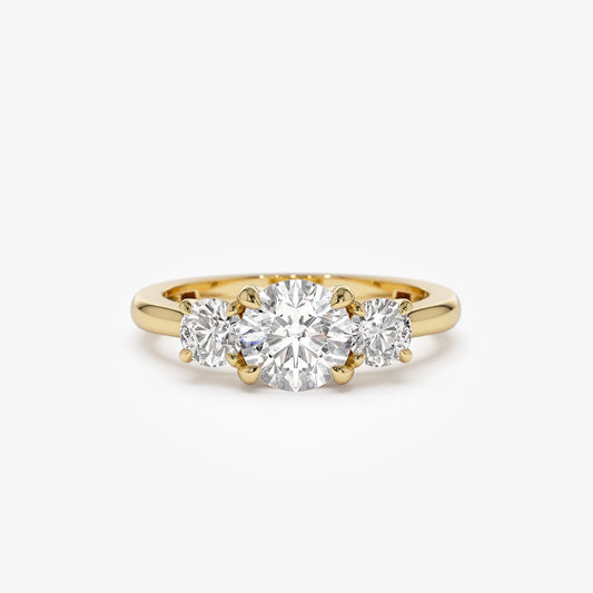 14k Gold 1.50 ctw Round Lab Grown Diamond Three Stone Engagement Ring