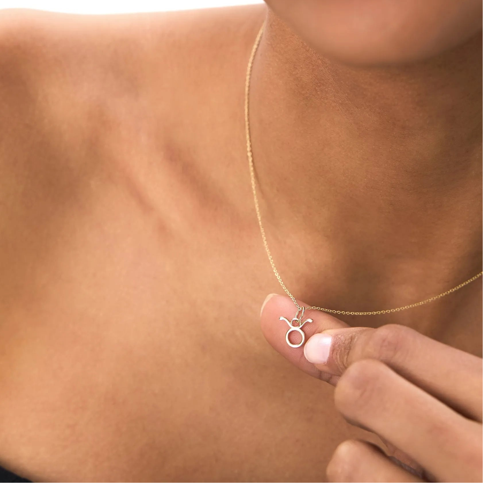 14k Solid Gold Taurus Zodiac Charm Pendant Necklace