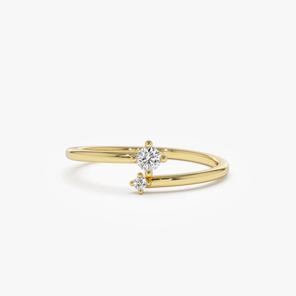 14k Gold Diamond Round Cut Duo Two-Stone Ring 0.10 ctw