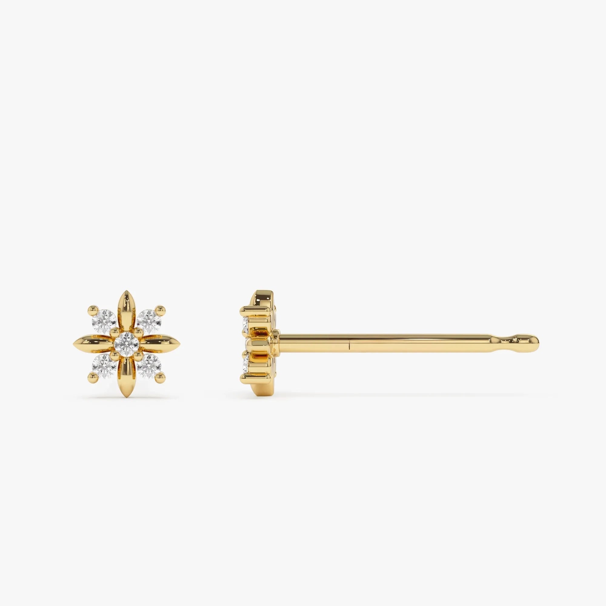 14k Gold Diamond Round Cut Crisscross Cluster Stud Earrings 0.10 ctw
