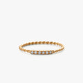 14K Gold Round Diamond Micro Pave Twisted Rope Stacking Wedding Band