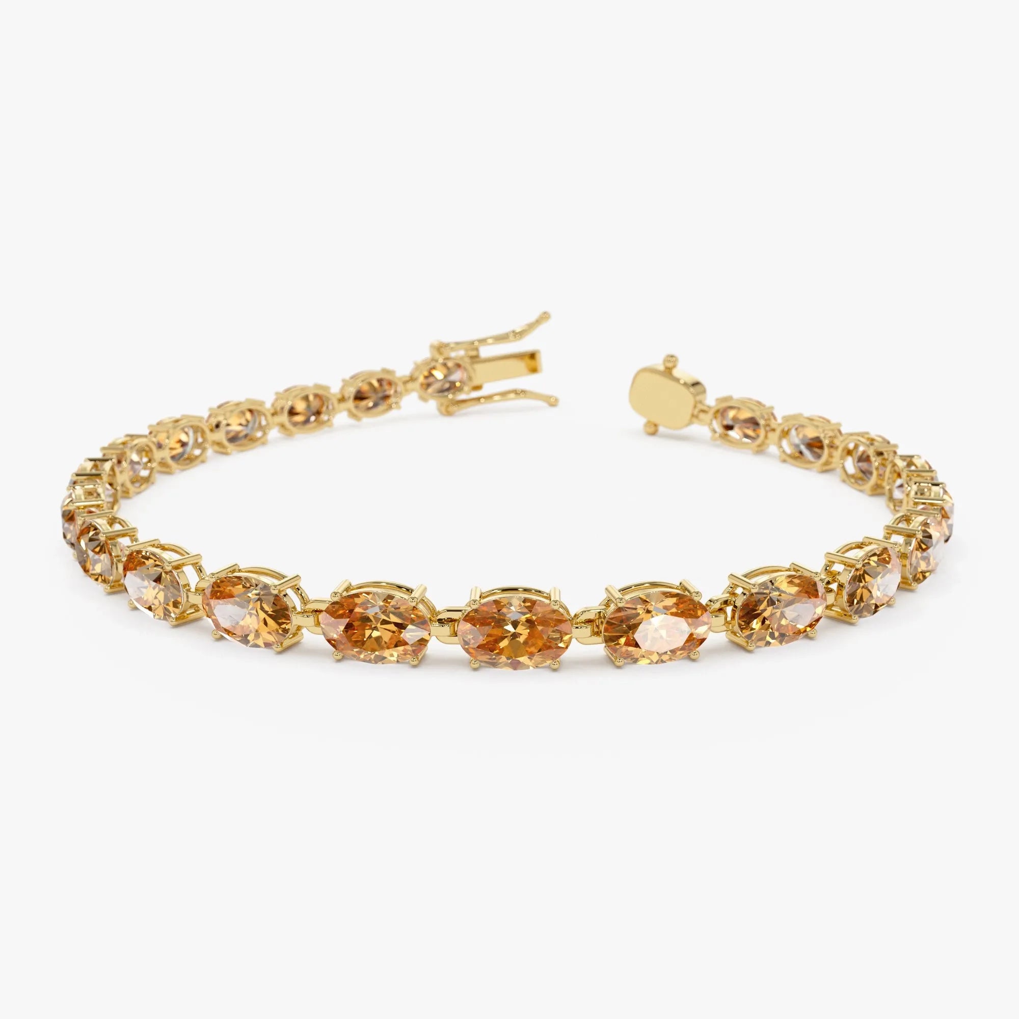 14K Yellow Gold 11.35 ctw Oval Citrine 4 Prong Tennis Bracelet