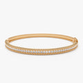 14K Solid Gold 0.97 CTW Round Diamond Milgrain Bangle