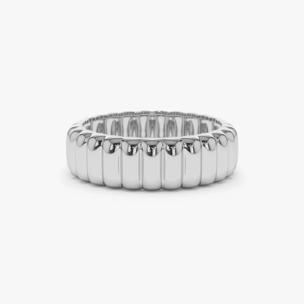14K Solid Gold Bold Dome Statement Minimalist Band Ring
