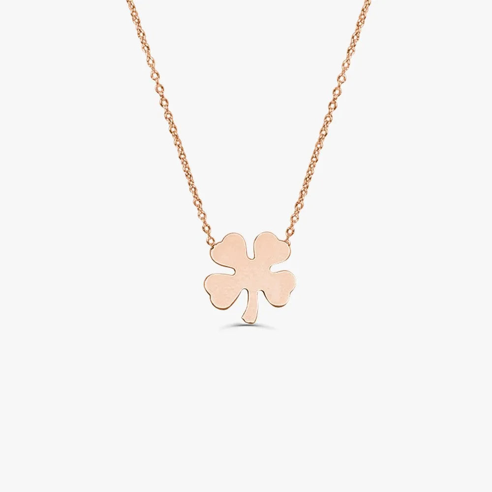 14k Solid Gold Four Leaf Clover Charm Pendant Necklace Good Luck Irish Heritage