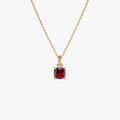 14k Solid Gold Garnet Cushion Cut Solitaire Necklace 1.15 Carat