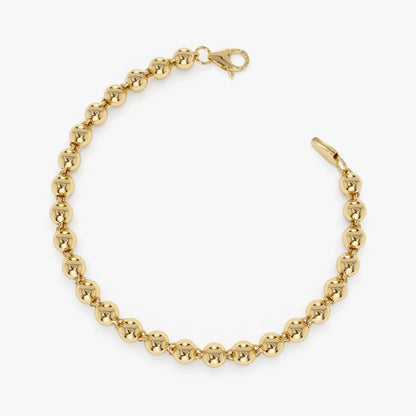 14K Gold 5MM Wide Round Bead Ball Chain Bracelet