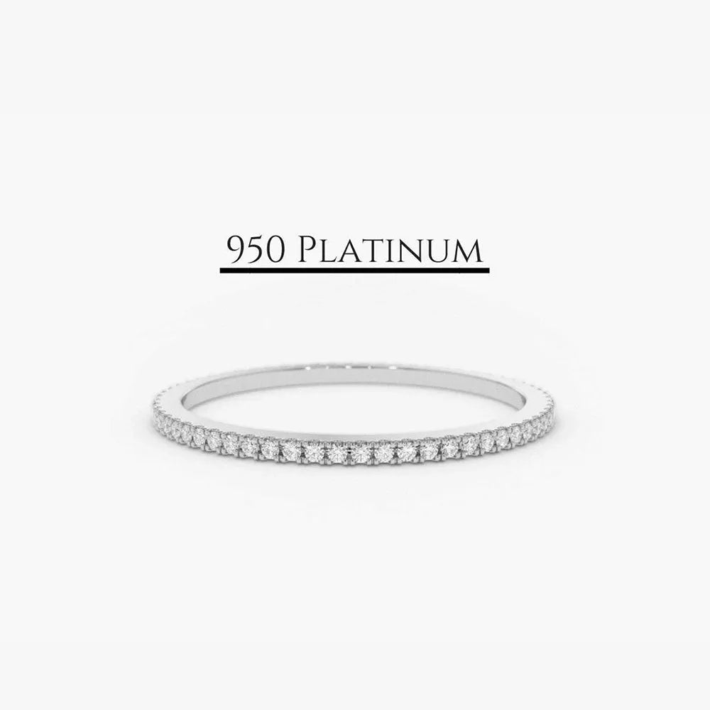 950 Platinum Round Diamond Micro Pave Eternity Ring 0.25ctw