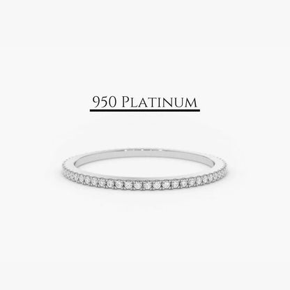 950 Platinum Round Diamond Micro Pave Eternity Ring 0.25ctw