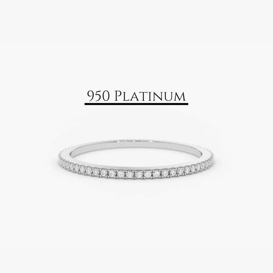 950 Platinum Round Diamond Micro Pave Eternity Ring 0.25ctw