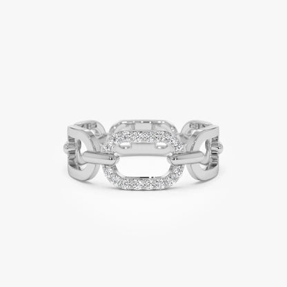 14k Solid Gold Round Diamond 0.08 Carat Buckle Chain Ring