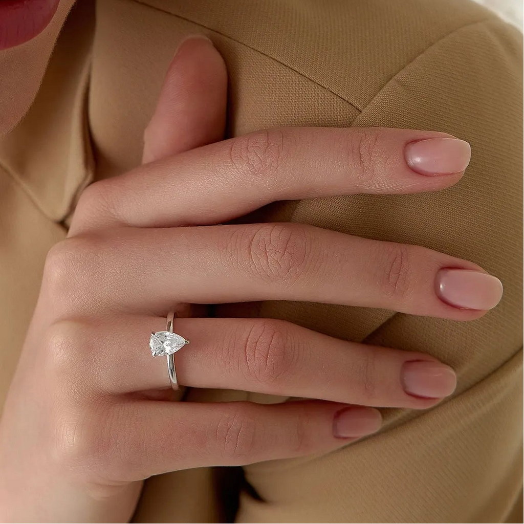 14k Gold Lab Grown Diamond Pear Shaped Engagement Ring Prong Setting Kylie 0.75 to 1.50 ctw