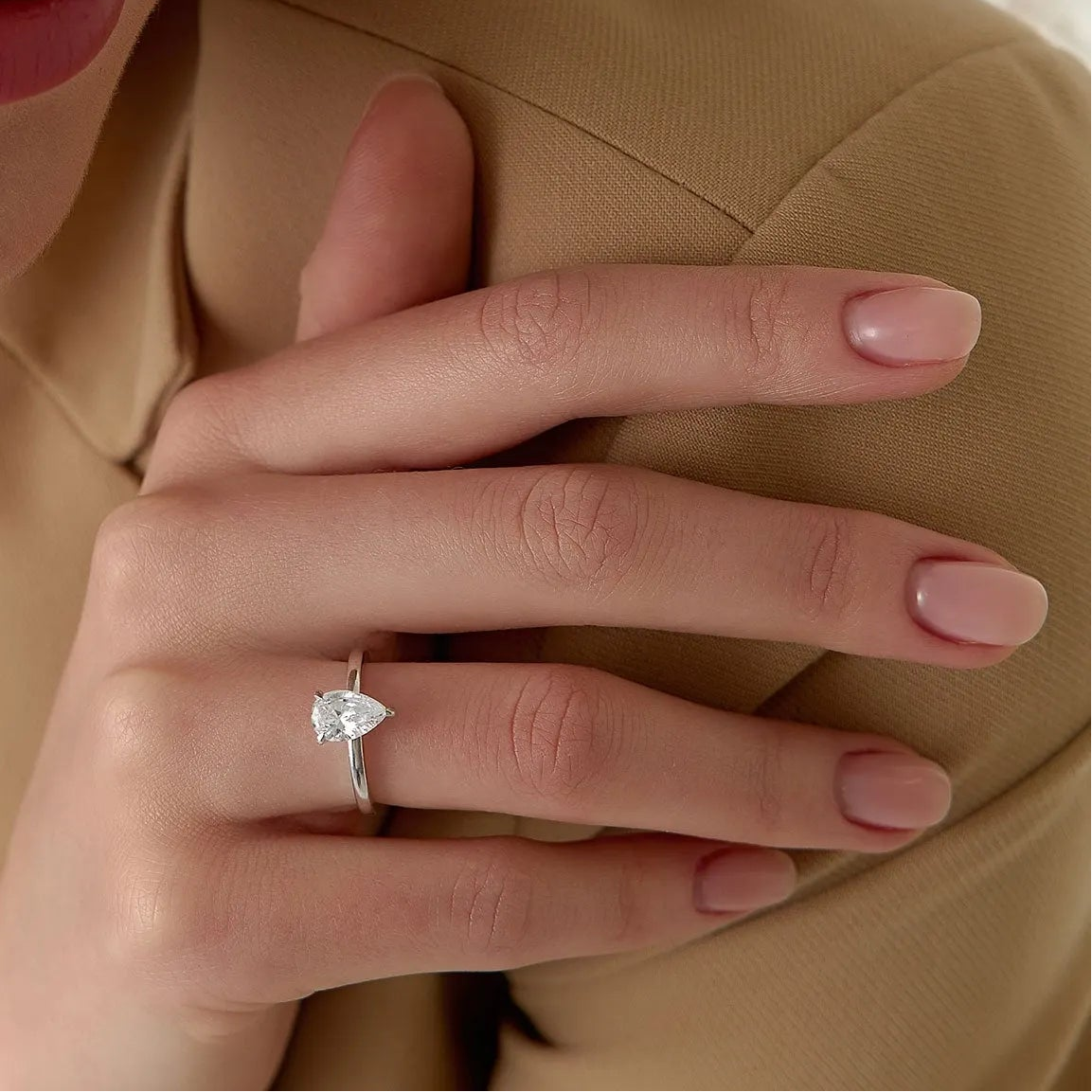 14k Gold Lab Grown Diamond Pear Shaped Engagement Ring Prong Setting Kylie 0.75 to 1.50 ctw