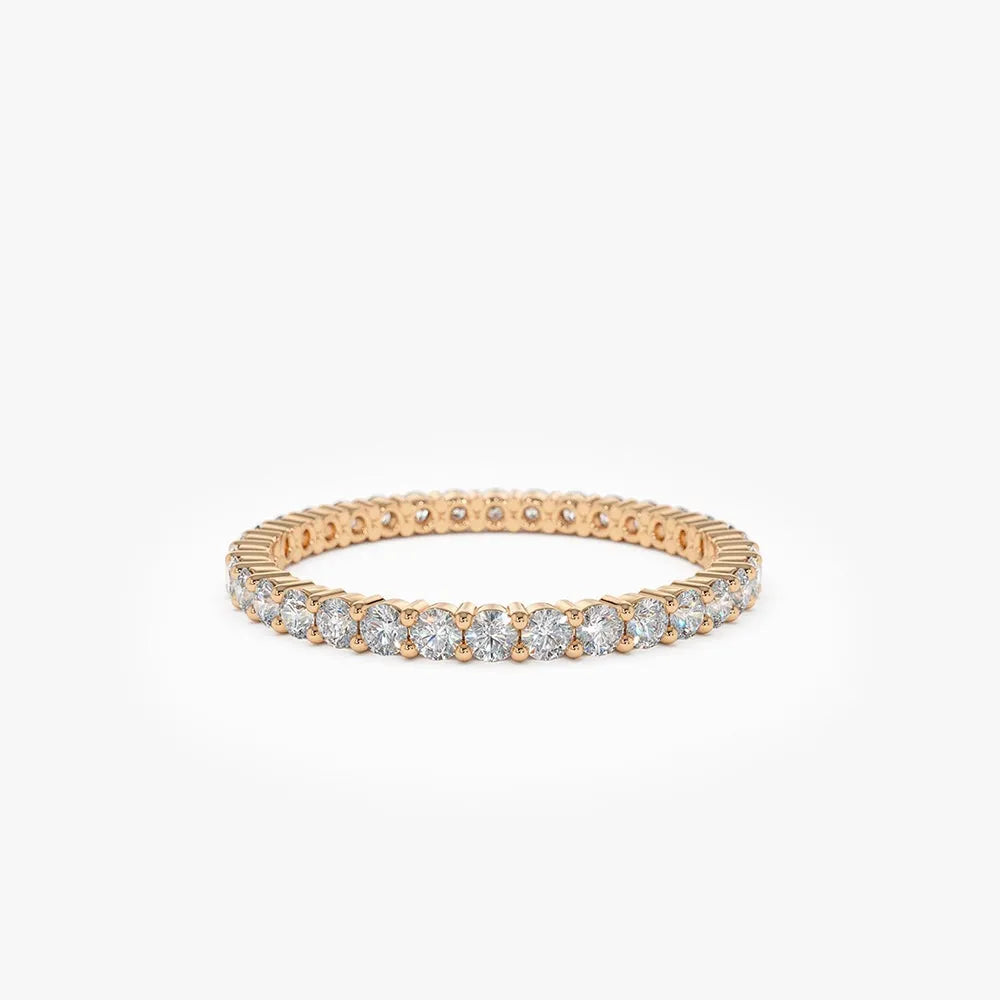 14k Gold 0.95ctw Round Diamond Prong Setting Eternity Ring