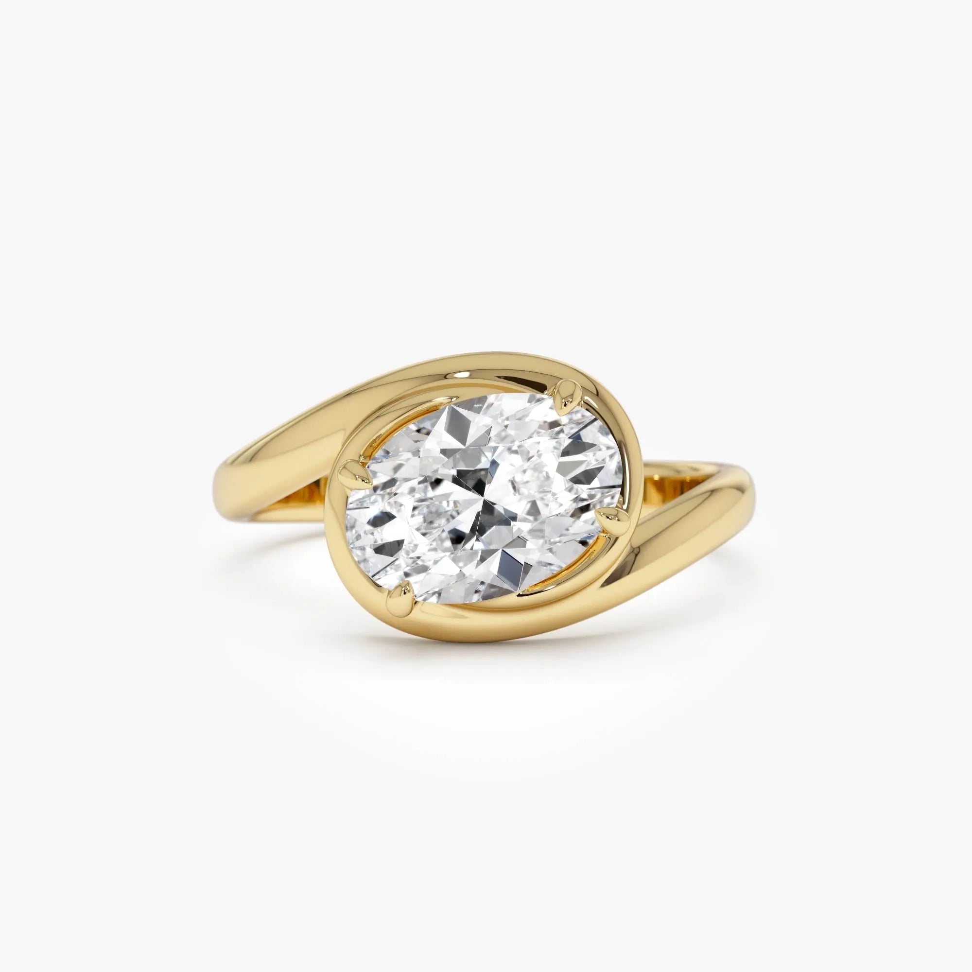 14k Gold 1.50ctw Oval Lab Grown Diamond Bypass Engagement Ring Bianca IGI Certified