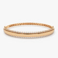 14K Solid Gold 0.85 CTW Round Diamond Statement Prong Set Bangle